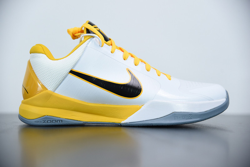 nike zoom kobe 5 white black yellow 386430-104