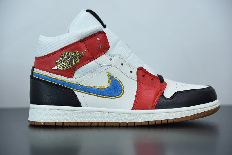 air jordan 1 mid sail red black blue dc1426-100