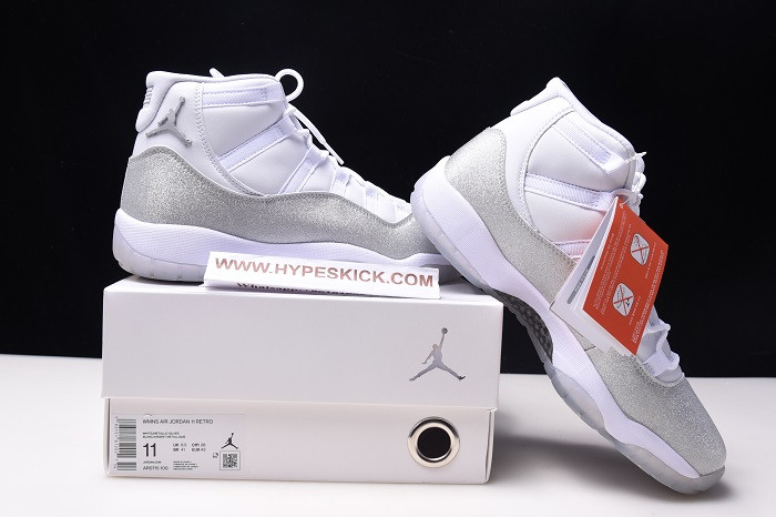 air jordan 11 wmns white metallic silver ar0715-100